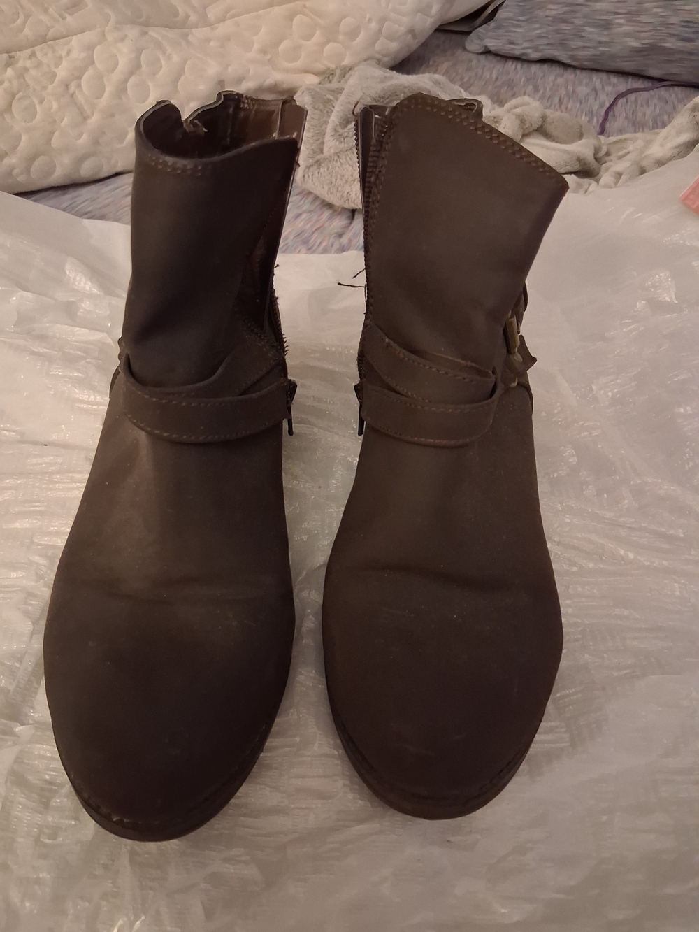 Universal Thread Brown Ankle Booties with Strap Accent